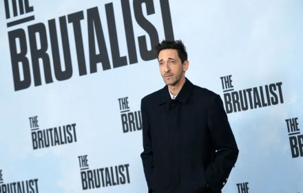 Adrien Brody promoting The Brutalist