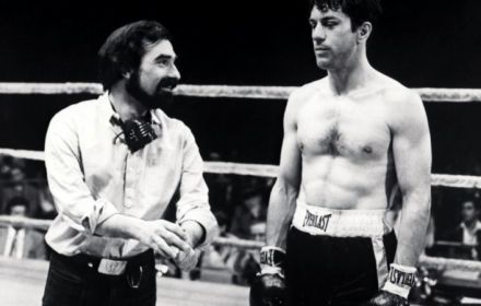 Martin Scorsese and Robert De Niro on the set of Raging Bull