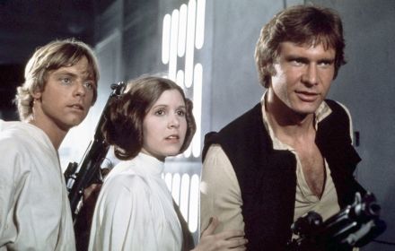 Mark Hamill, Carrie Fisher and Harrison Ford in Star Wars