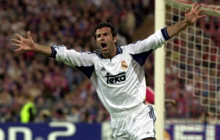 Luis Figo playing for Real Madrid